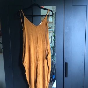 Adjustable strap long cotton dress w pockets